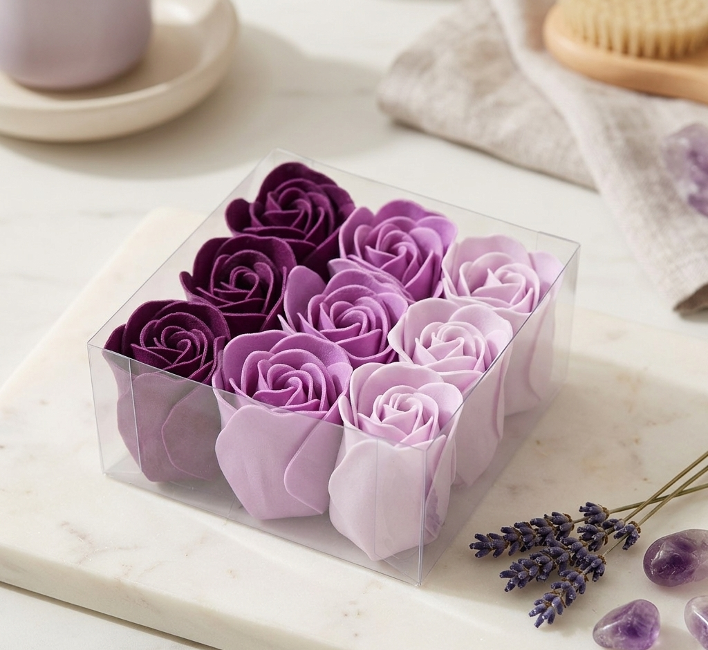 Muilo gėlių rinkinys – „Lavender Roses“ (9 vnt.) - Image 2