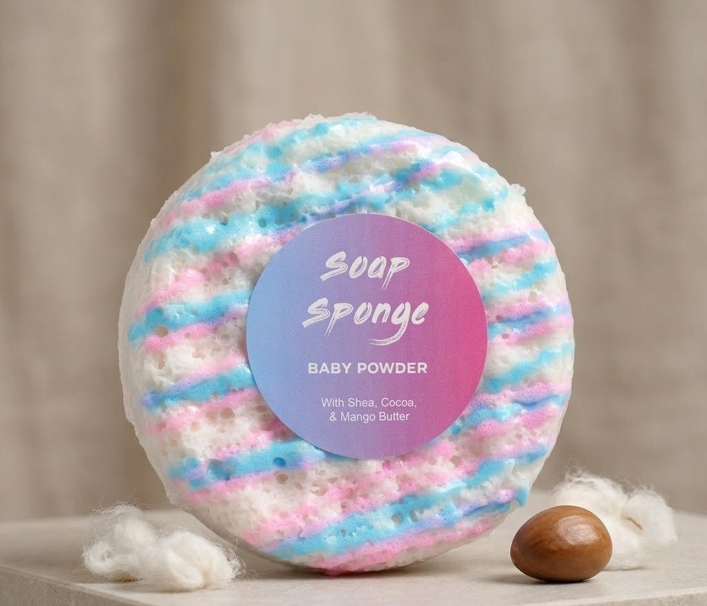 Muilo kempinė su trigubu kūno sviestu - "Baby Powder" (220g)