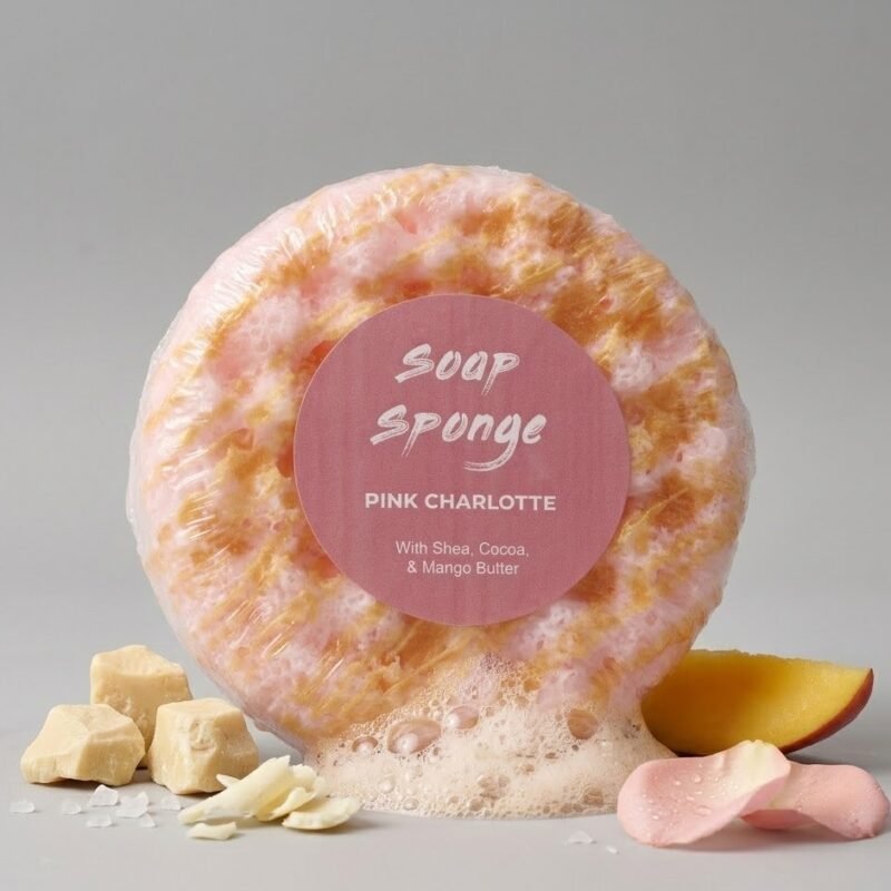 Muilo kempinė su trigubu kūno sviestu - "Pink Charlotte" (220g)