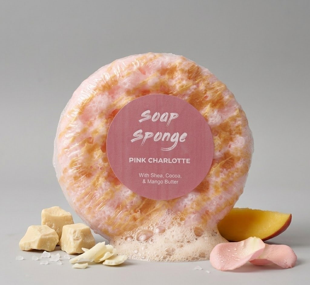 Muilo kempinė su trigubu kūno sviestu - "Pink Charlotte" (220g)