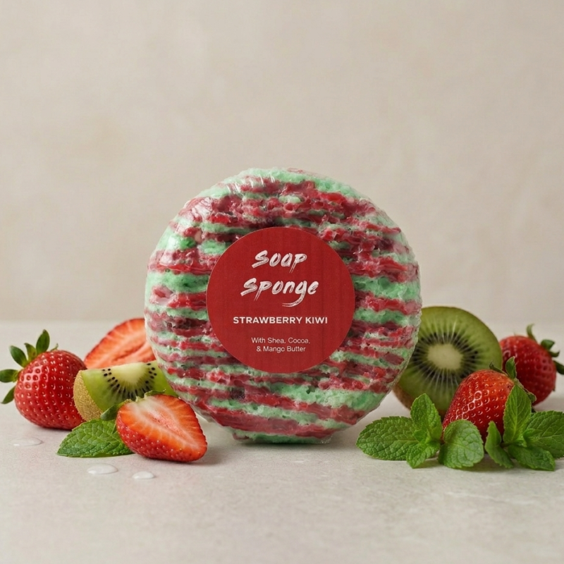 Muilo kempinė su trigubu kūno sviestu - "Strawberry Kiwi" (220g)